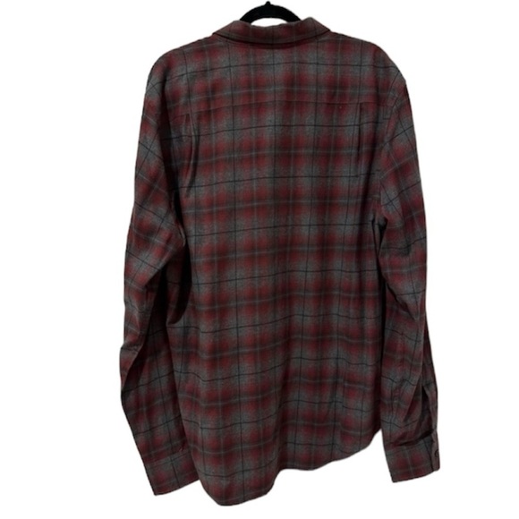 VINCE Double-Face Cotton Long-Sleeve Shirt Plaid Red and Gray - Picture 3 of 6